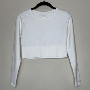 Aerie White Long Sleeve Crop Top Size S